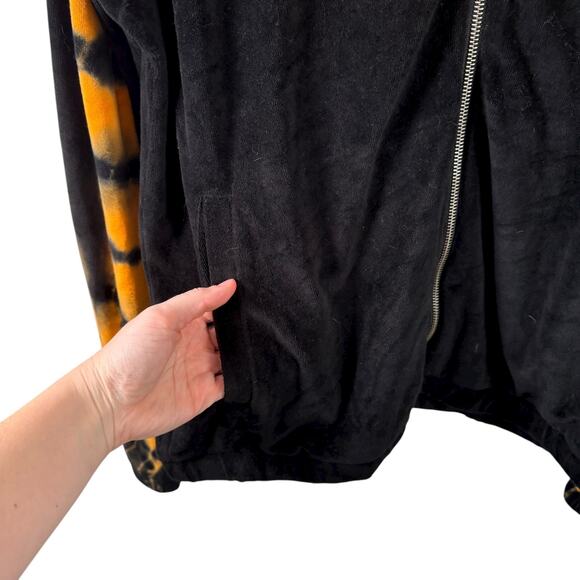 Teddy Fresh Orange Black Tie Dye Velour Full Zip Jacket Halloween NEW Size XL - Picture 2 of 8
